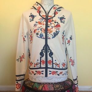 Lucky Brand Asian Floral Embroidered Hoodie SZ M
